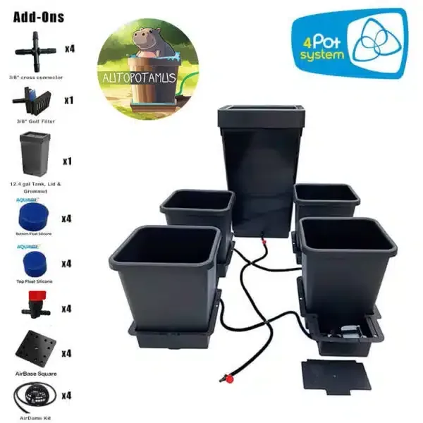 Autopotamus 4′ x 4′ or 5′ x 5′ Tent Bundle – 4 Pot System (2.2 or 3.9 gal pots) - Image 2