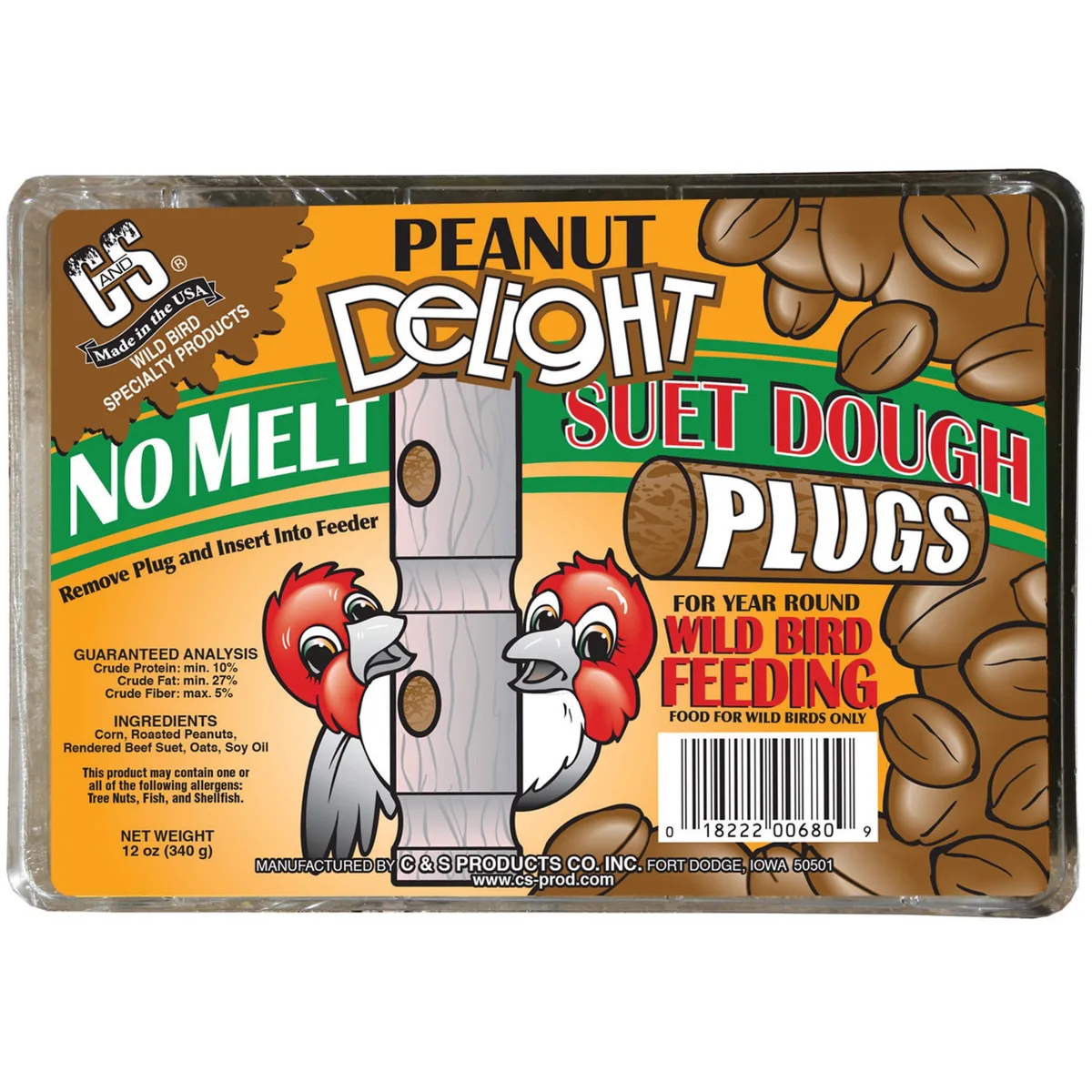 C&S 12oz Peanut Delight No Melt Suet Dough Plugs 4Pk - Image 2
