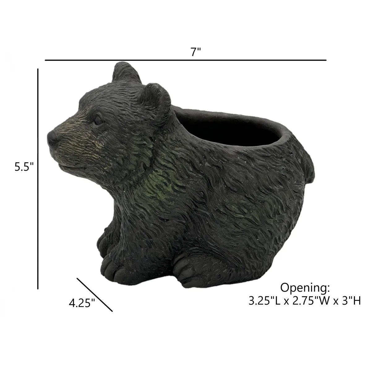 CHG Cement Bear Planter Dark Brown - Image 2