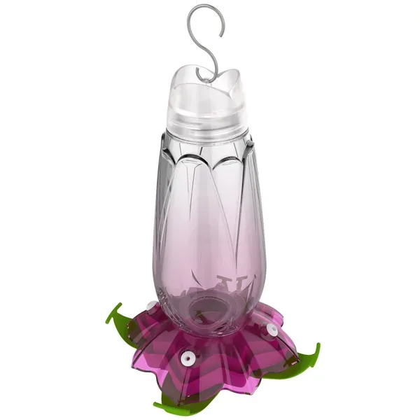 Classic 18oz Glass Floral Hummingbird Feeder Purple - Image 2