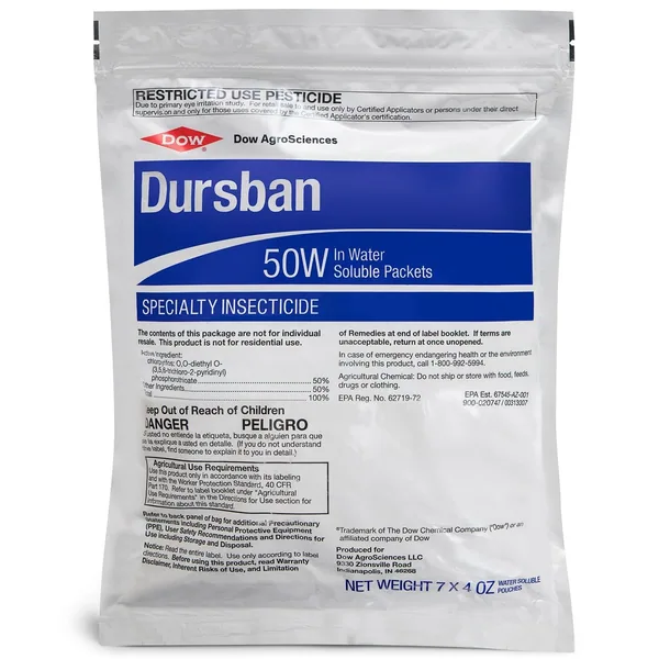 Corteva Dursban 50W 7X4oz Pack/RESTRICTED ( chlorpyrifos ) Dow