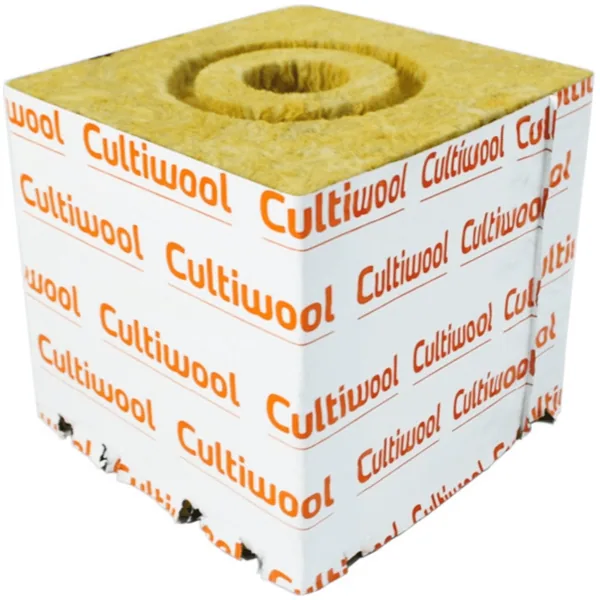 Cultiwool 6" x 6" x 6" Block w/ Optidrain & Donut Ring (48 Blocks/Case)