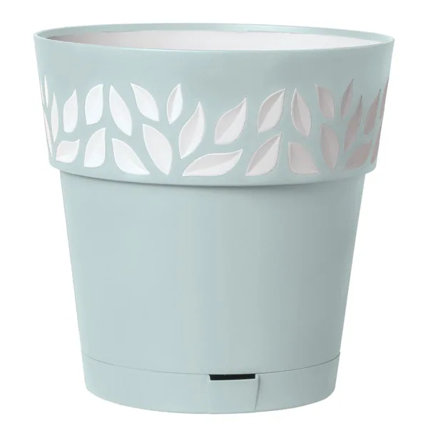 Summit Financial Resources Deroma 11.8" Leaf Pot Premium Plastic Sky Blue