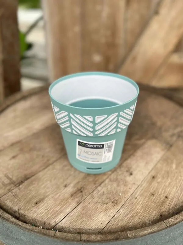 Deroma 11.8" Mosaic Pot Premium Plastic Aqua - Image 2