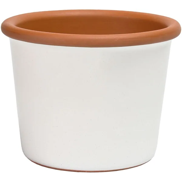 Summit Financial Resources Deroma 3.39" Glazed Cylinder Flower Pot White