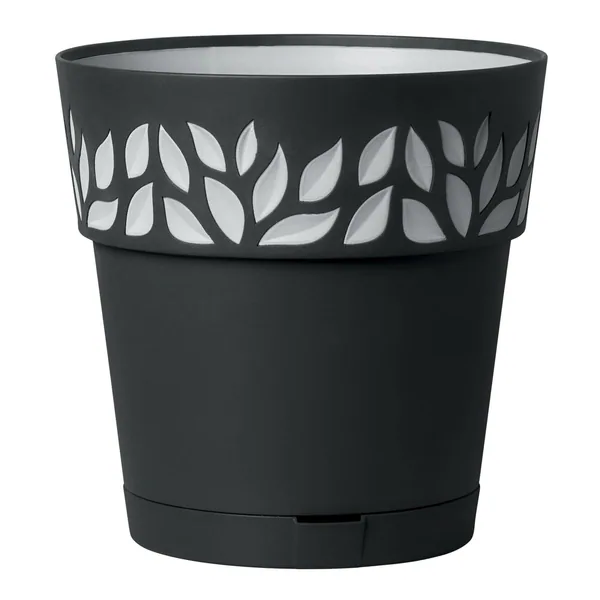 Summit Financial Resources Deroma 9.8" Leaf Pot Premium Plastic Anthracite