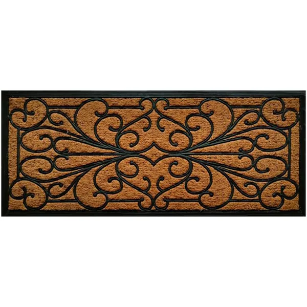 DHTG 18"x48" Deluxe Design Scroll Mansion Rubber Backed Coir Outdoor Doormat
