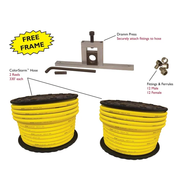 Dramm 5/8 in Custom Hose Starter Kit with Yellow Hose and Fittings