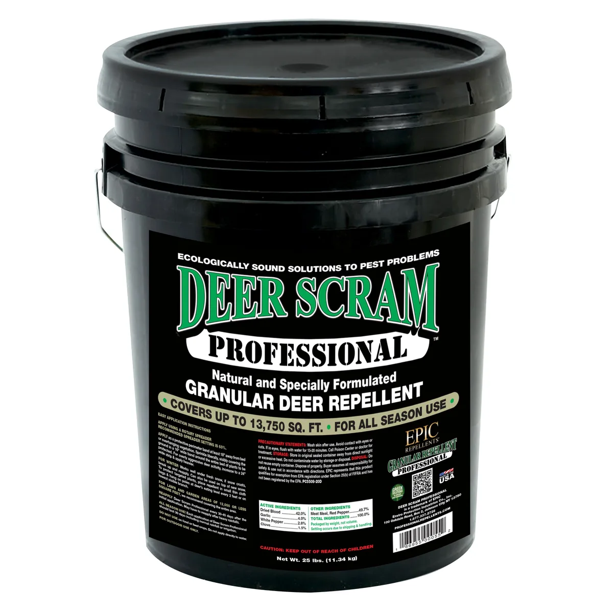 EPIC 25 lbs Deer Scram Repellent Granules Pail