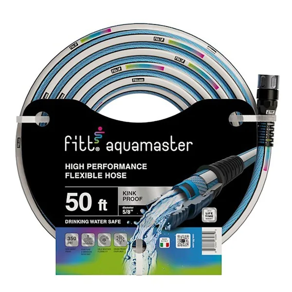 Fitt Usa FITT 5/8"x50' Aquamaster Hybrid Garden Hose Blue