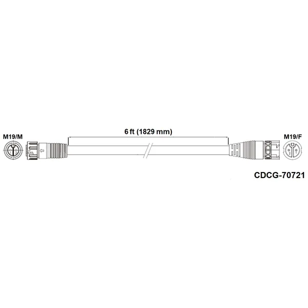 Fluence Fluence DC Extension Cable, 6' ( 1829mm ), M19 Push Lock