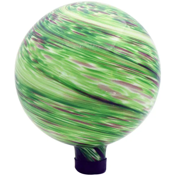 Gardener Select 10" Blue Green Abstract Planet Glass Garden Globe - Image 2