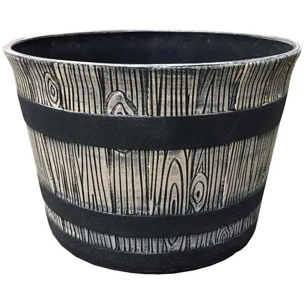 Gardener Select 12" Barn Whiskey Brl Round Planter - Image 2