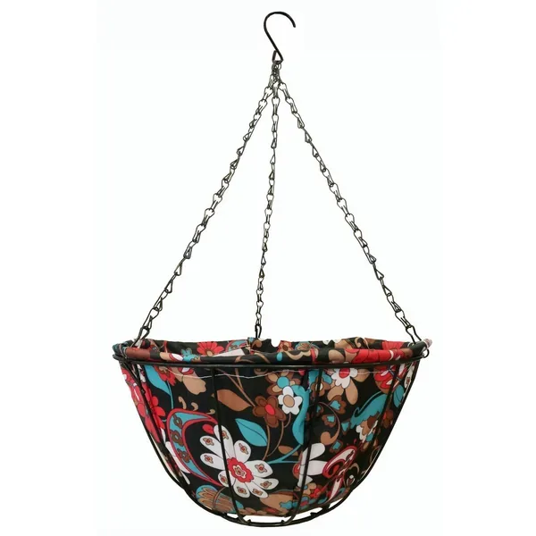 Gardener Select 12" Hanging Basket Black Red Fabric Coco Liner