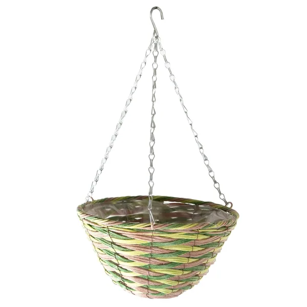 Gardener Select 12" Plastic Round Hanging Basket Tan/Light Green/Green