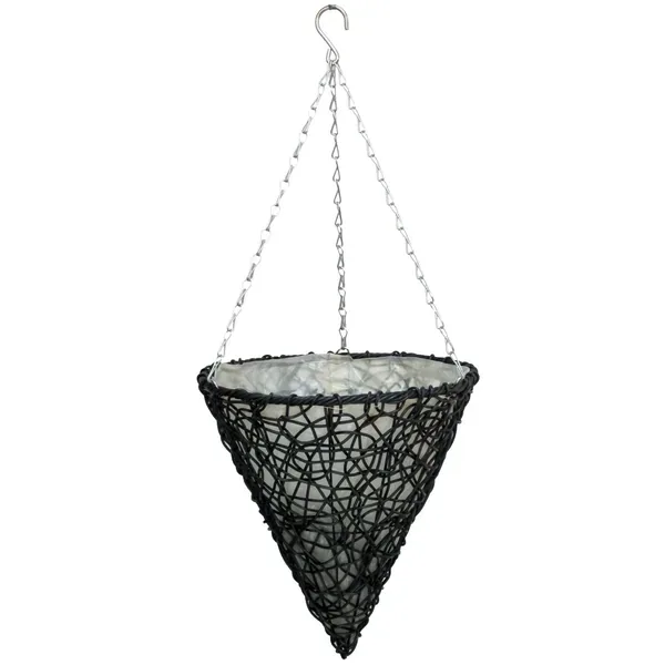 Gardener Select 14" Cone Hanging Basket Dark Blue Wicker - Image 2