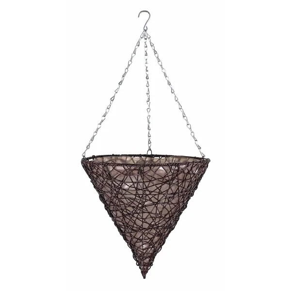 Gardener Select 14" Cone Hanging Basket Dark Brown Wicker