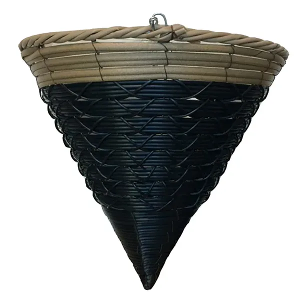 Gardener Select 14" Cone Hanging Basket Gray Tan Band Wicker - Image 2