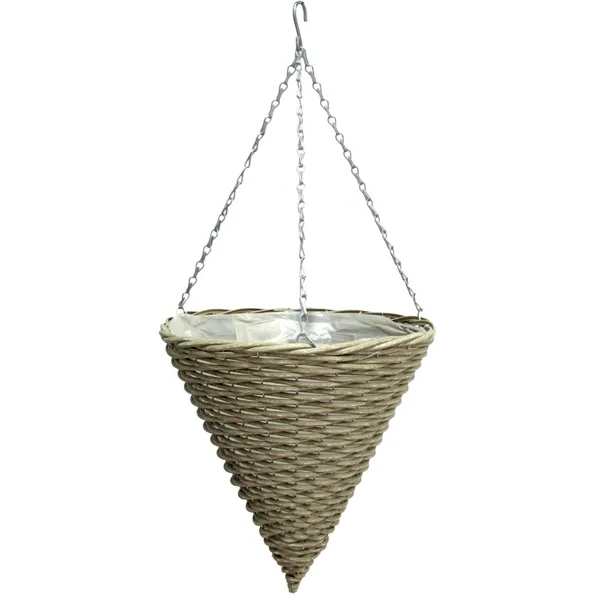Gardener Select 14" Cone Hanging Basket Light Striped Wicker