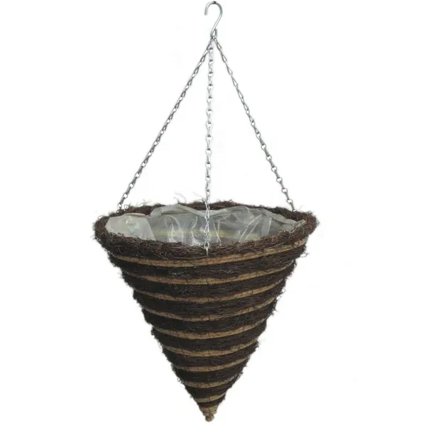 Gardener Select 14" Cone Hanging Basket Striped Resin Wicker (Case of 20)