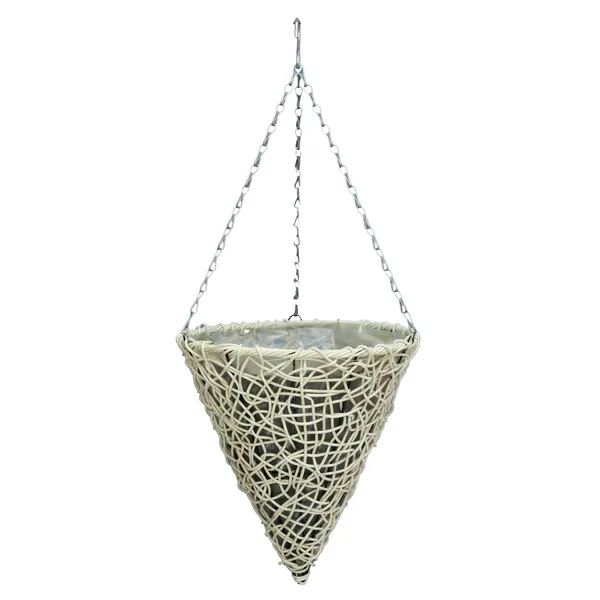 Gardener Select 14" Cone Hanging Basket White Wicker