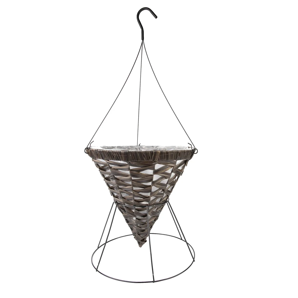 Gardener Select 14" Hanging Basket Cone Coffee Wicker 3 Strand - Image 2