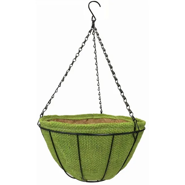Gardener Select 14" Jute Hanging Basket Green with Coco Liner