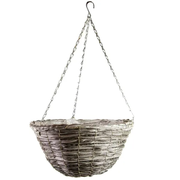 Gardener Select 14"' Round Grey/Black Plastic Hanging Basket with Chain Hanger - Image 2