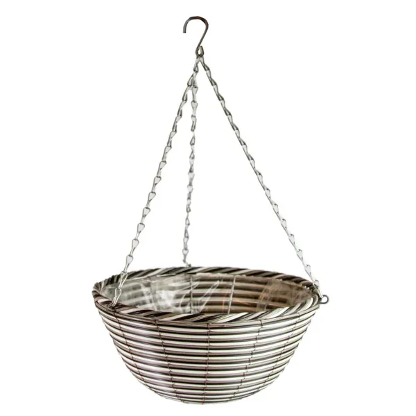 Gardener Select 14"' Round White/Black Plastic Hanging Basket with Stiff Hanger - Image 2