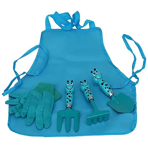 Gardener Select 5pc Kids Tool Set - Apron, Trowel, Rake, Fork & Cotton Gloves - Image 2
