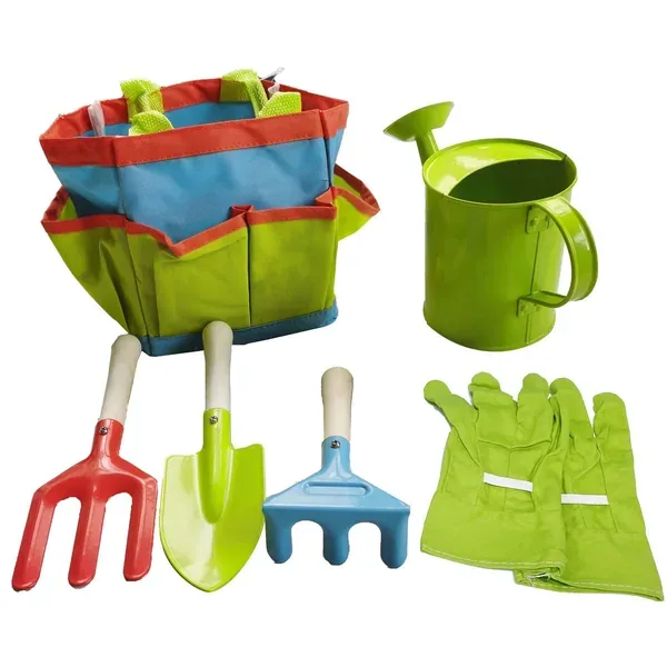 Gardener Select 6pc Kids Tool Set - Trowel, Fork, Spade, Bag, Glove & Watering Can - Image 2