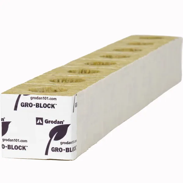 Grodan Gro-Block Improved GR4 - Small 3" (3x3x2.6) w/Hole - Strip - Carton - Image 2