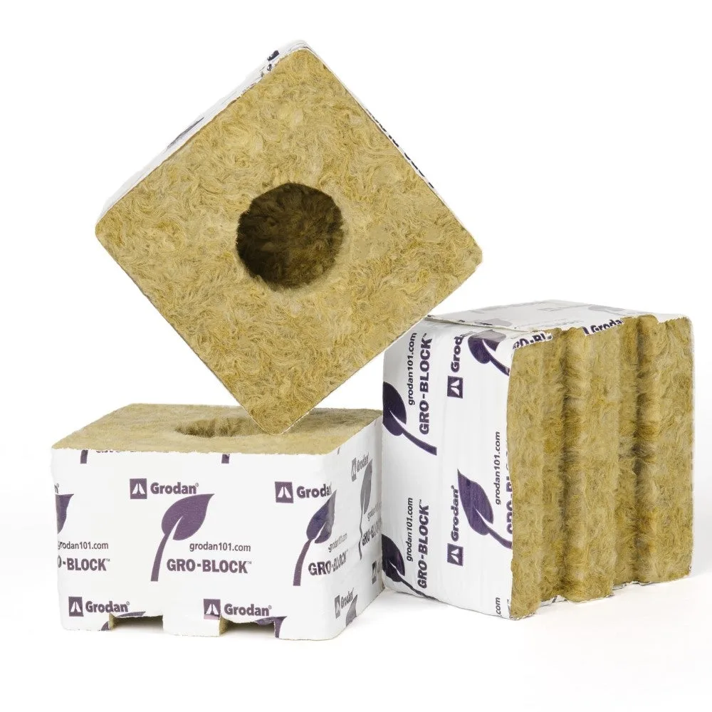 Grodan Gro-Block Improved GR6.5 Small 4" (4x4x2.6) w/Hole Strip (Carton of 216) - Image 2