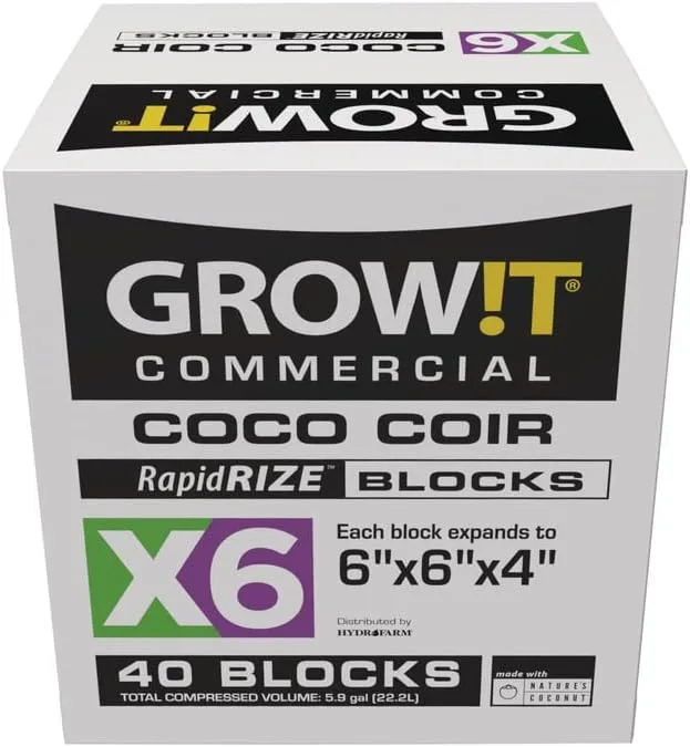 GROW!T Commercial Coco Coir RapidRIZE Blocks X6 - Image 2