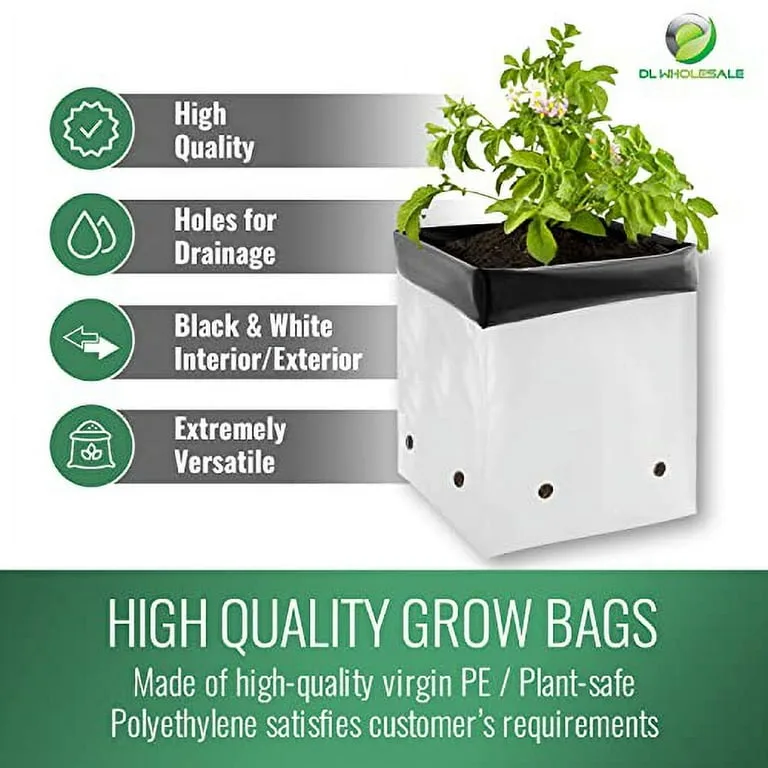GROW1 PE Grow Bags Black & White 1/2 Gallon (100pcs/Pack) - Image 2