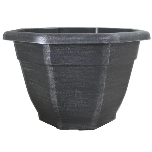 Grower Select 11.00 Octagon Planter Gold Brush on Black 1.64gal - 11in OD x 7.5in H x 6.37 BD — Case of 45 - Image 2