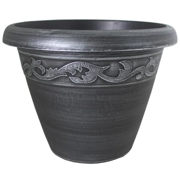 Xiamen Hwasu New Material Grower Select 13.00 Naomi Planter Silver Brush on Black 2.95gal - 13.2in OD X 10.2in H x7.12in BD