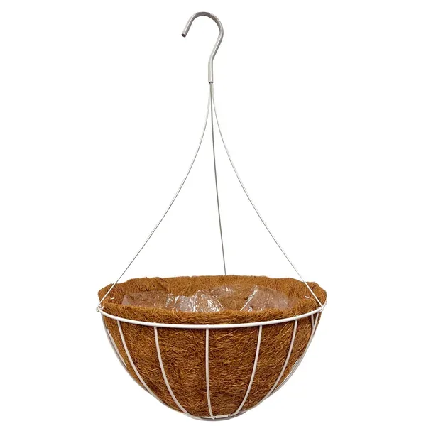 Grower Select 14.00 Cocolined Lattice Hanging Basket With Hanger, Silver, 14in H x 8in H, 3 Gallon - Image 2