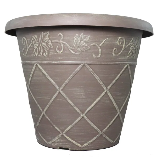 Grower Select 14.00 Lattice Pot ACP Aged Cappuccino 3.5gal - 13.8in Top OD x 8.3in Base OD x 10.3in H (Case of 30)