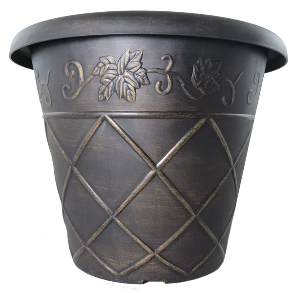 Grower Select 14.00 Lattice Pot Black / Bronze 3.5gal - 13.8in Top OD x 8.3in Base OD x 10.3in H (Case of 30)