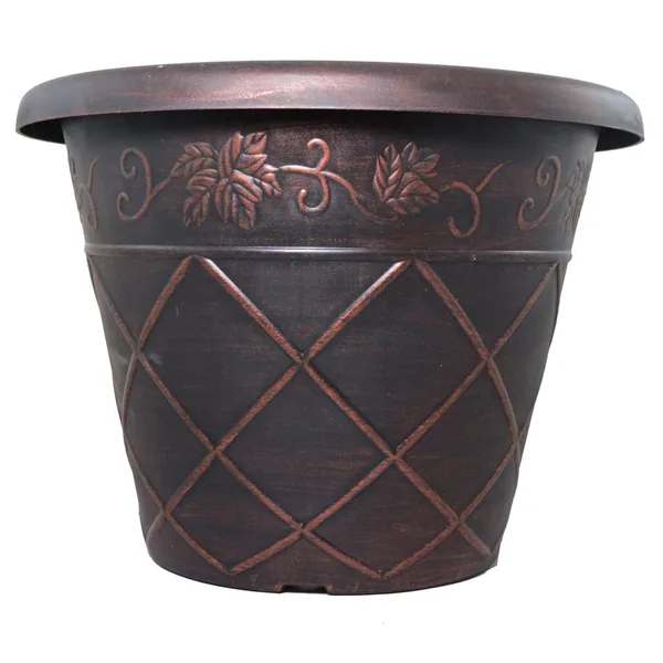 Grower Select 14.00 Lattice Pot Black / Copper 3.5gal - 13.8in Top OD x 8.3in Base OD x 10.3in H (Case of 30)