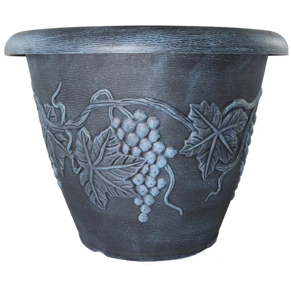 Grower Select 21.00 Grapevine Pot Black With Blue Wash Each