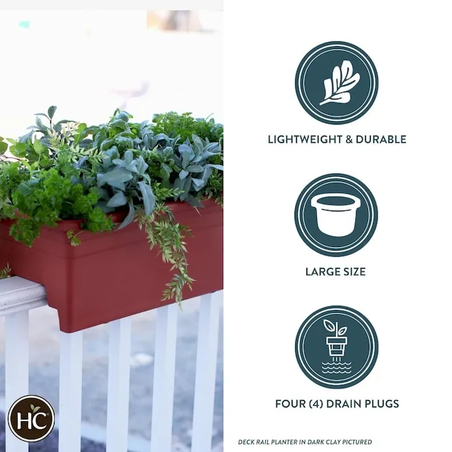 HC 24" Deck Rail Box Planter Clay