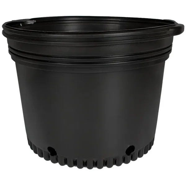 HC Dillen Whiteridge BM 10 Squat Nursery Pot, Blow Molded, Trade 10 Gallon, Black 9.72Gal, 10Gallon