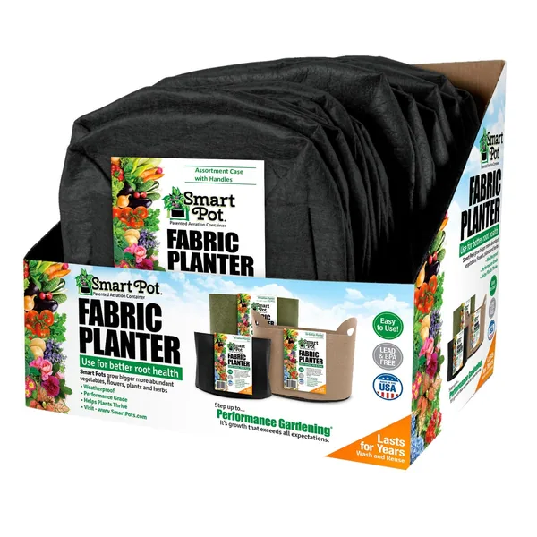 High Caliper Growing Smart Pot 12pc 5gal Multi Purpose Large - 3 Color Assortment w/Display Box