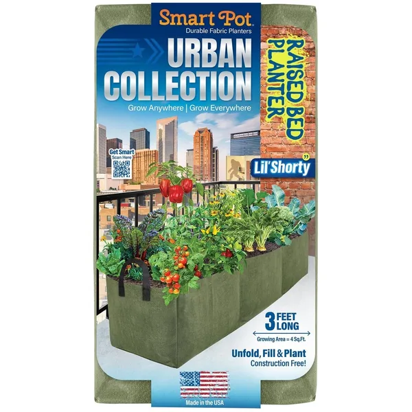 High Caliper Growing Smart Pot 3' Little Shorty Long Bed w/ Handles Green