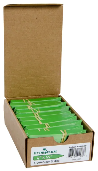 Hydrofarm Plant Stake Labels, Green, 4" x 5/8"