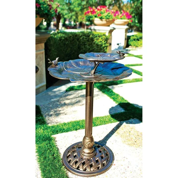 Innova 2 Tier Lily Pad Bird Bath Antique Brass
