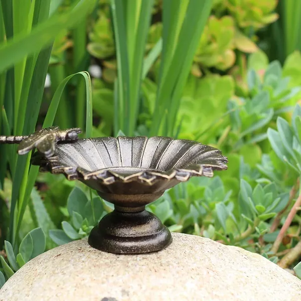 Innova Dragonfly Tabletop Birdbath Antique Brass - Image 2