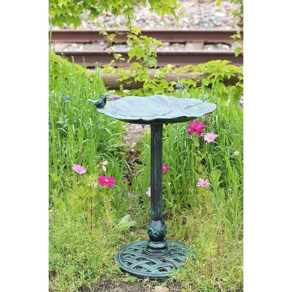Innova Lily Pad Bird Birdbath Verdigris - Image 2